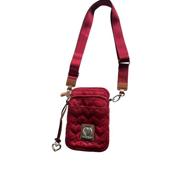 Brighton Quilted Crossbody Mini Bag Adjustable Strap Heart Charm Front Pocket - Picture 4 of 13